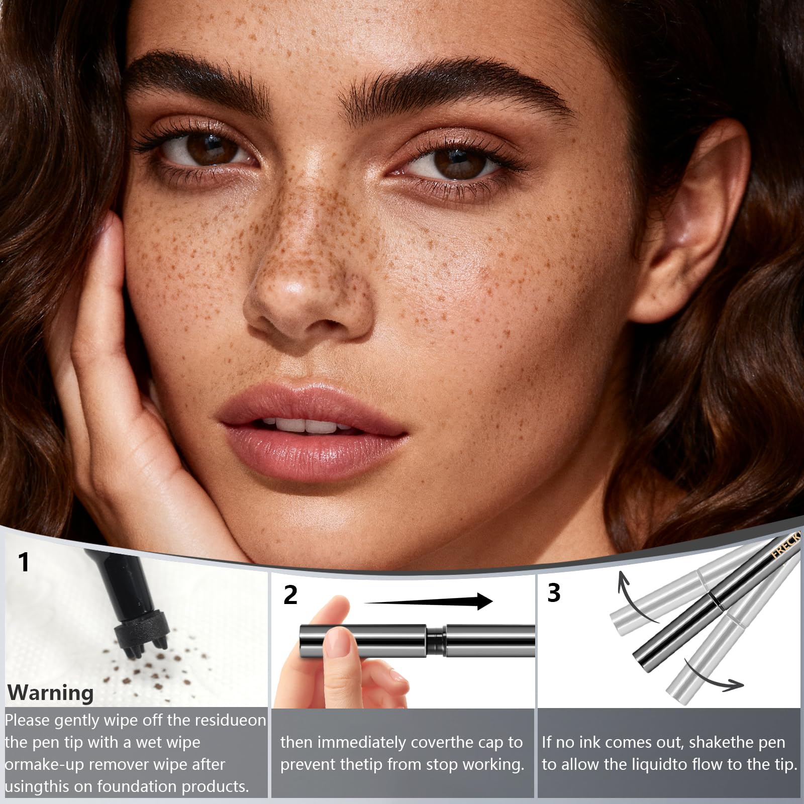 HOSAILY dark brown freckle stamp pen for deeper freckles with waterproof, long-lasting color.