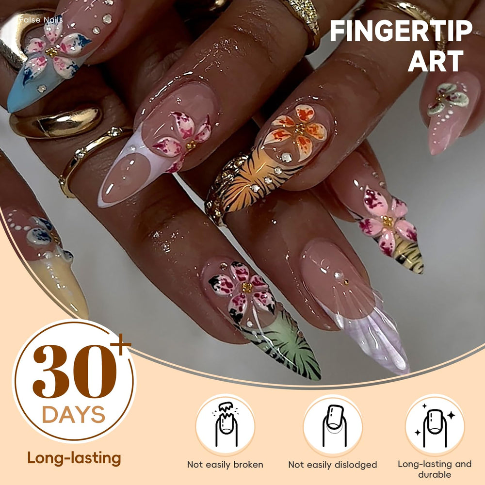 HOSAILY glossy soft gel full-cover nails with long-lasting shine.