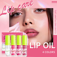 Hosaily lip oil application close-up highlights smooth creamy texture.