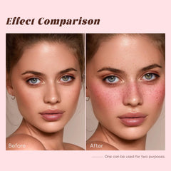 HOSAILY liquid blush to powder finish provides a natural, weightless glow.