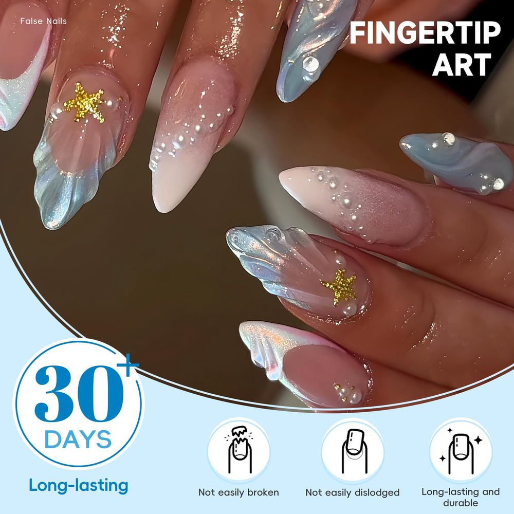 HOSAILY medium almond nails with glossy finish showcasing smooth, comfortable fit