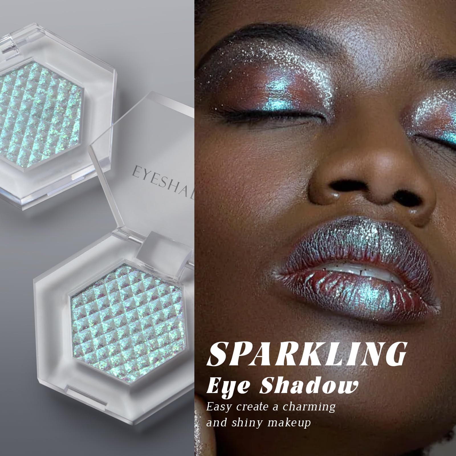 HOSAILY mermaid glitter swatch reveals holographic sparkle for versatile festive makeup.