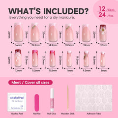 HOSAILY ABS-durable press-on nails with glue and cuticle stick for easy use