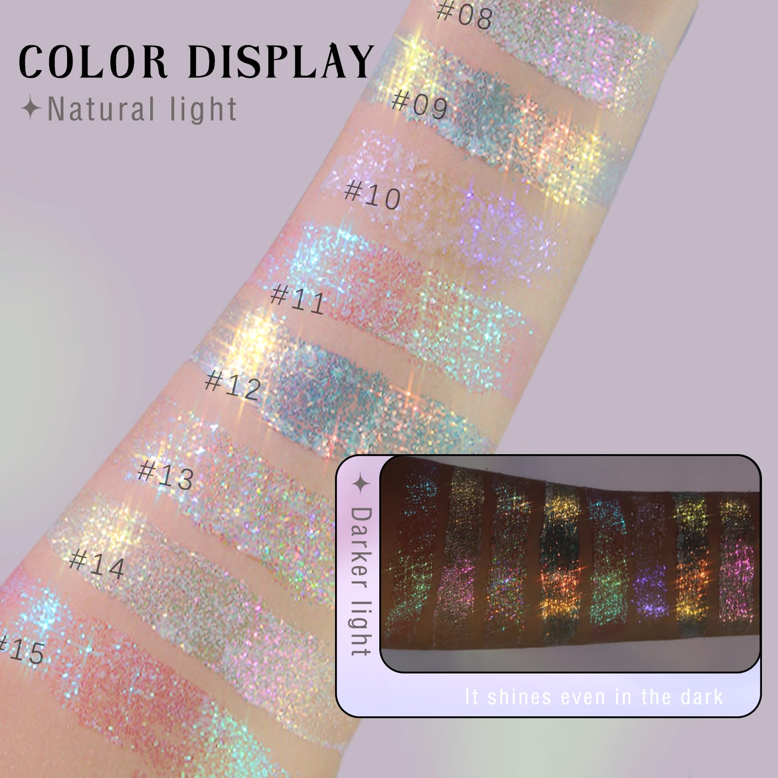 Hosaily night moonlight glow glitter on body under night lighting