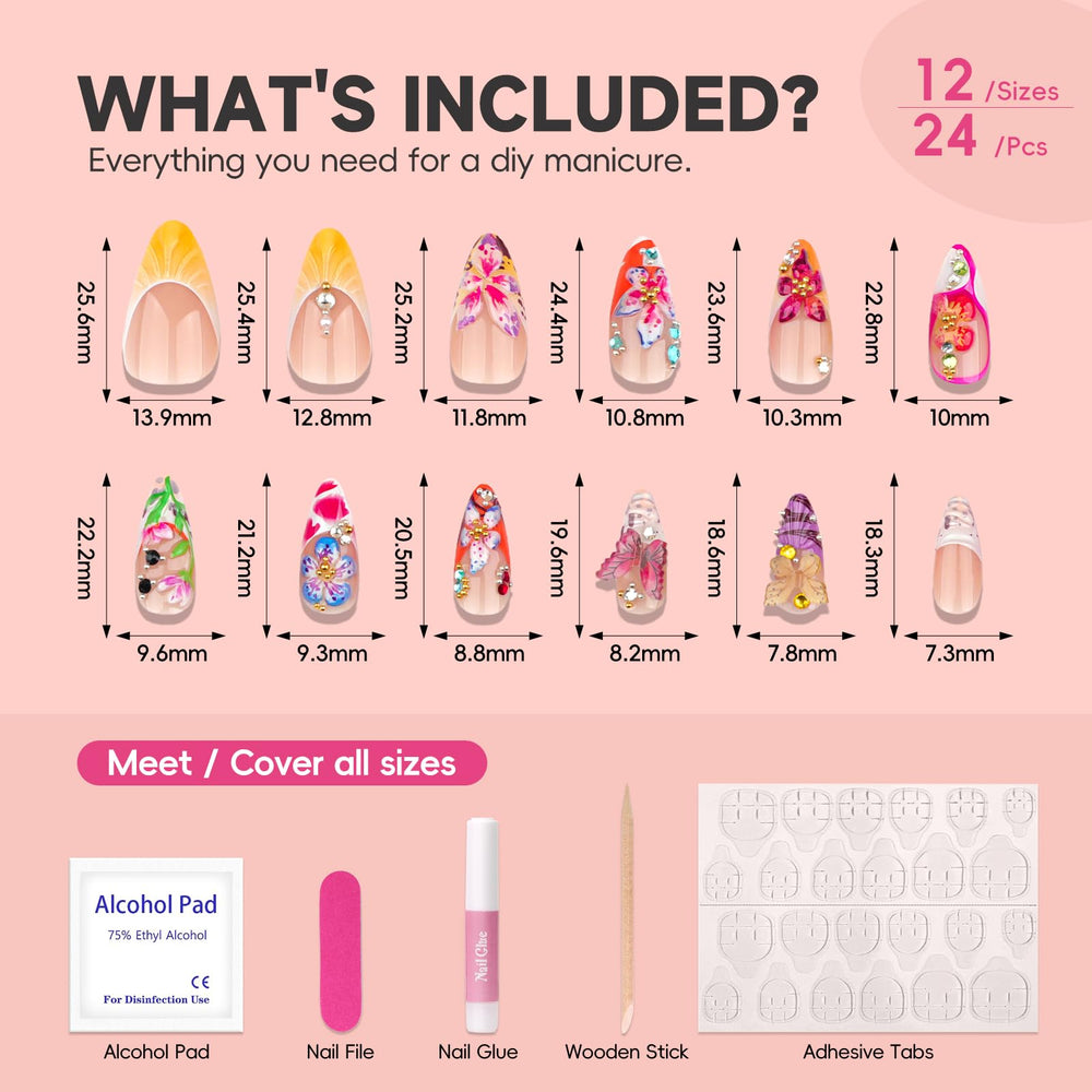 Hosaily press-on nails almond shape designed for comfortable wear.