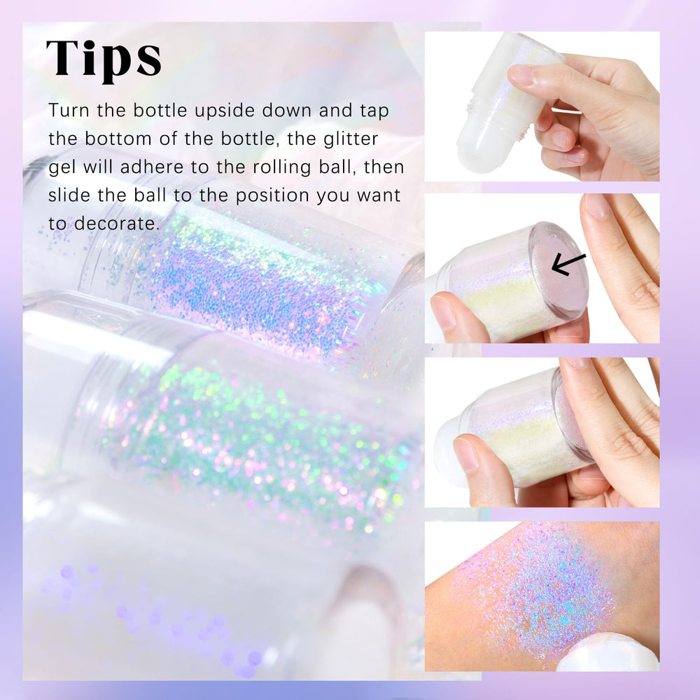 HOSAILY roll-on holographic glitter ball-application enables smooth, even coverage on skin