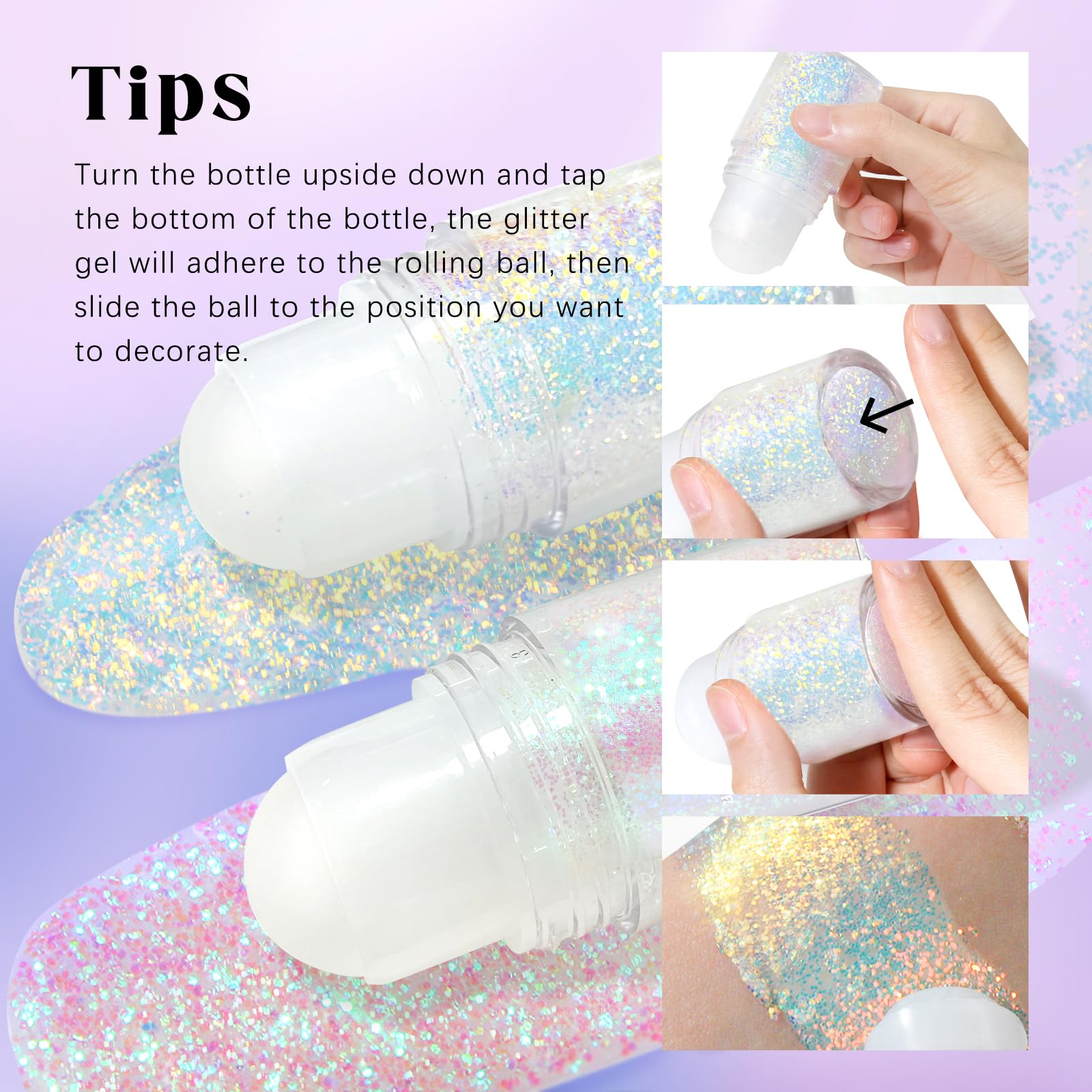 HOSAILY roll-on holographic glitter gel on body for festive shine
