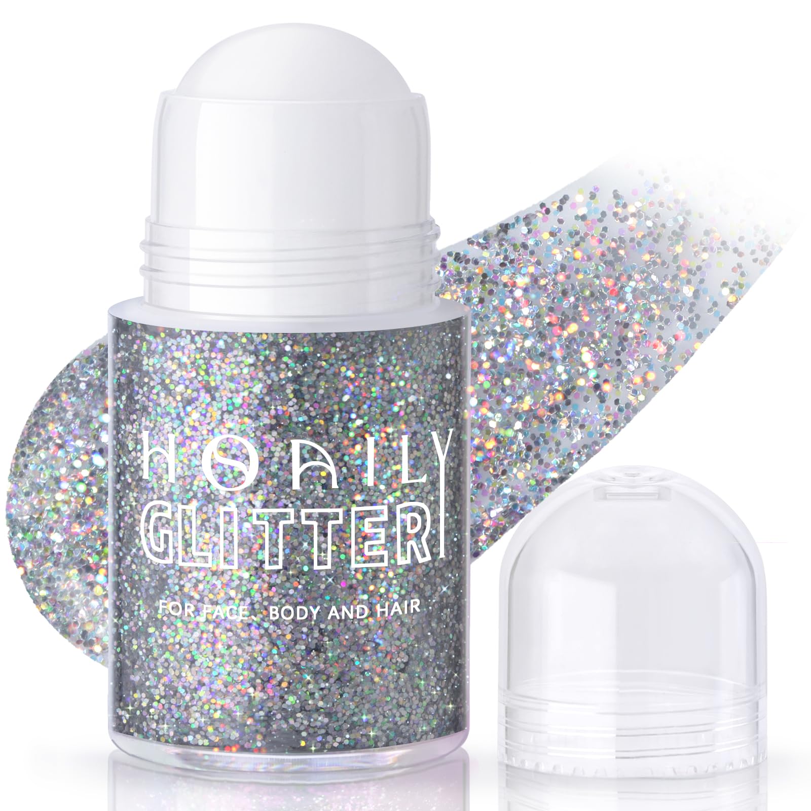 HOSAILY roll-on holographic glitter gel bottle for easy, even application.