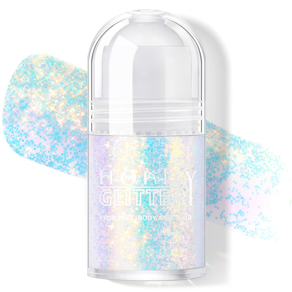 HOSAILY roll-on holographic glitter gel for face application and daytime glow