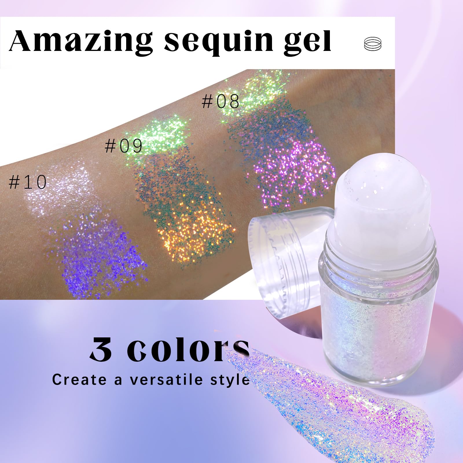 HOSAILY roll-on holographic glitter packaging highlights portable design for on-the-go shimmer