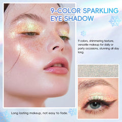 HOSAILY Snowflakes swatches 9 colors demonstrate bold sparkle for festive makeup.