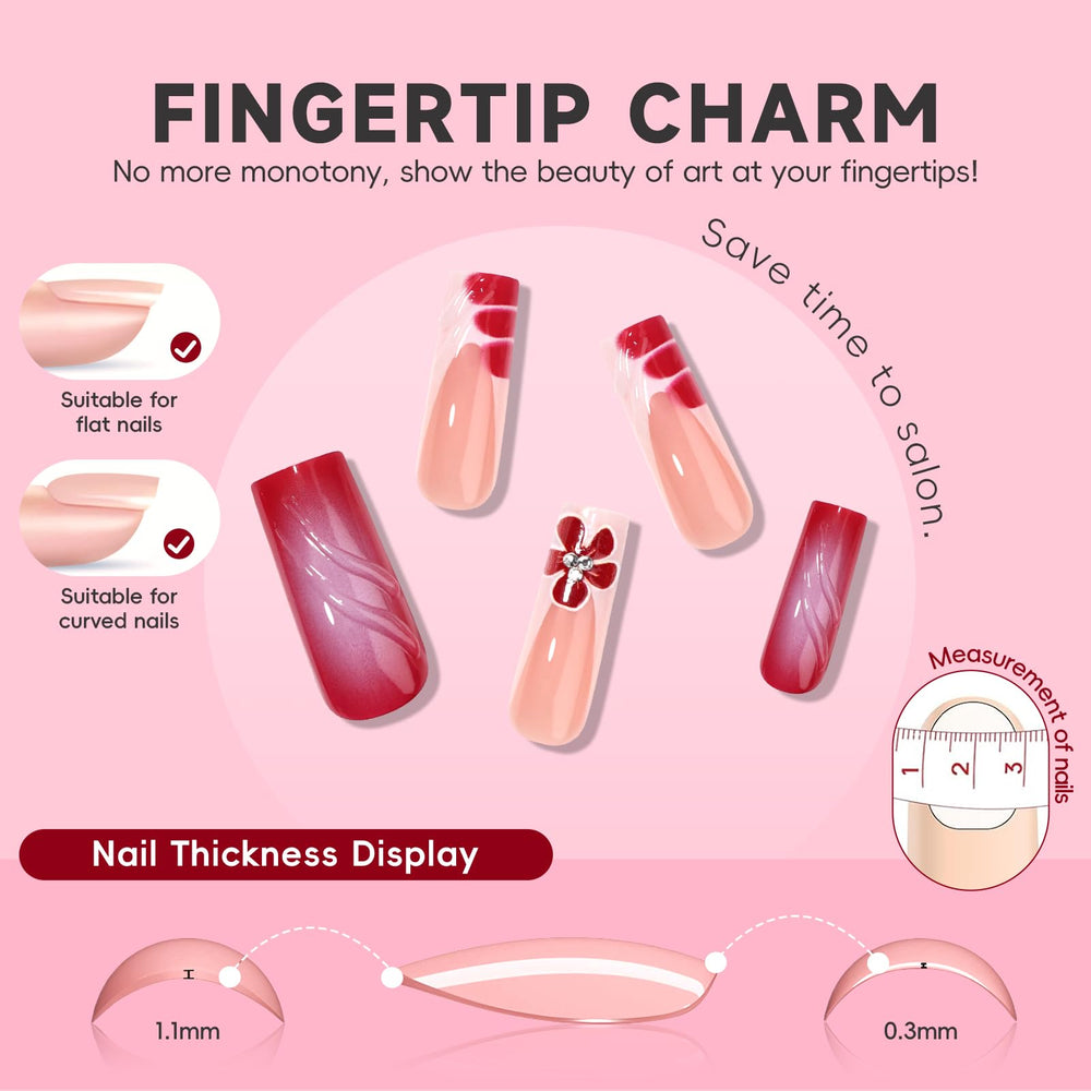 HOSAILY hot pink ombre nails close-up for beach-ready style.