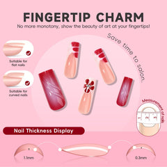 HOSAILY hot pink ombre nails close-up for beach-ready style.