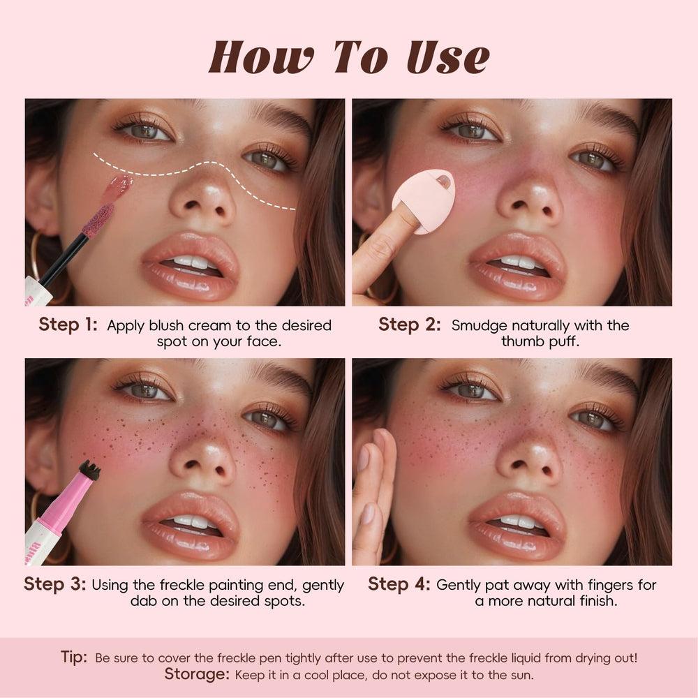 HOSAILY sunkissed makeup application method with stamp and blush blending.
