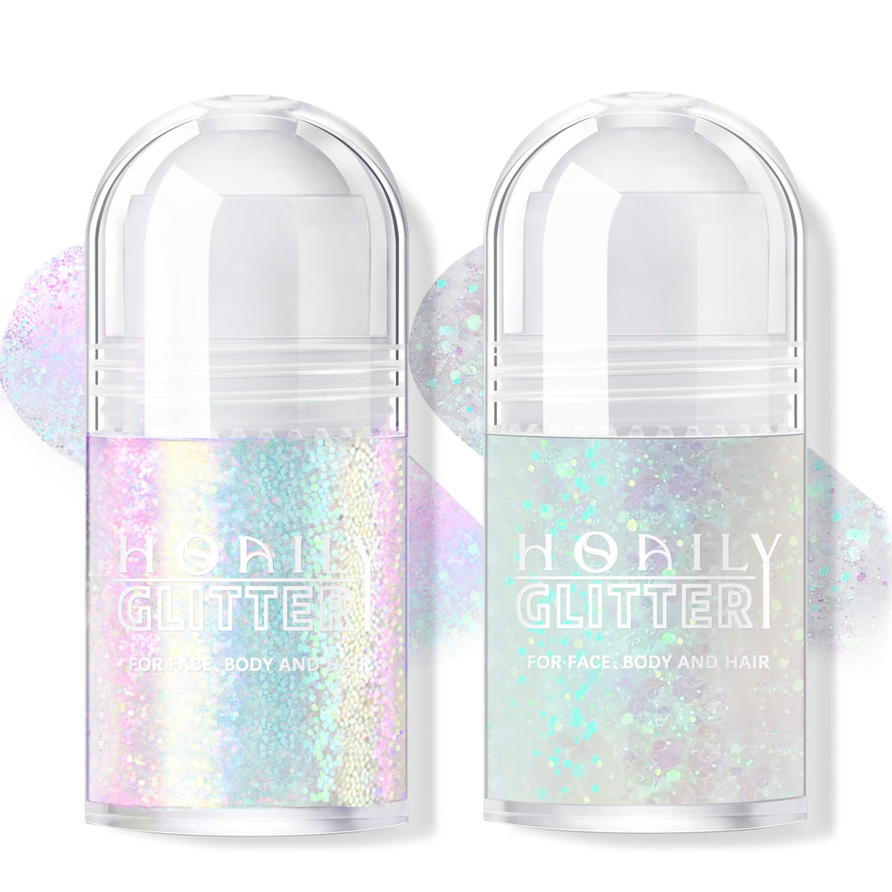 Hosaily two-colors roll-on glitter gel bottle for easy, even application
