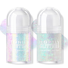 Hosaily two-colors roll-on glitter gel bottle for easy, even application
