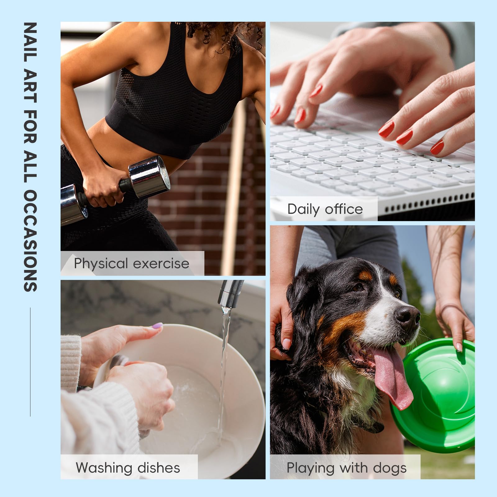 HOSAILY ABS nails image highlighting waterproof, durable material for long wear