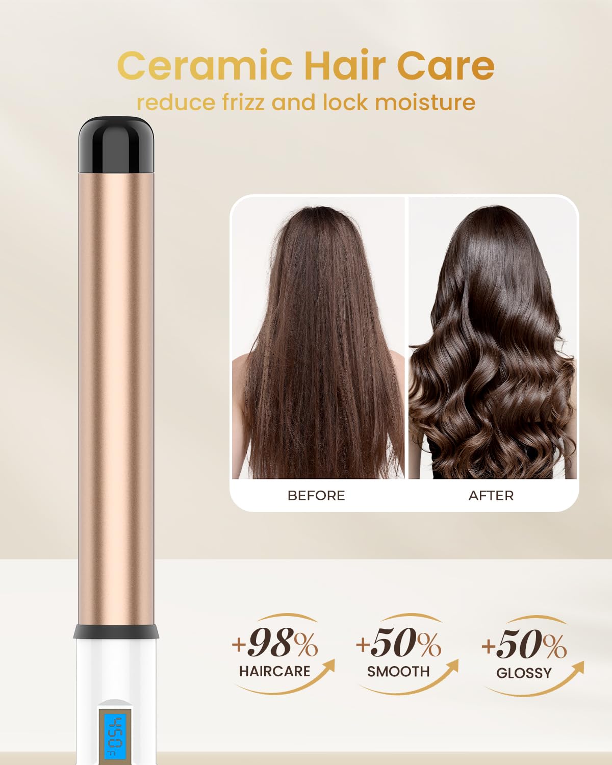 Hoson curling wand offers 11 heat settings from 225 to 450°F for versatile styling.