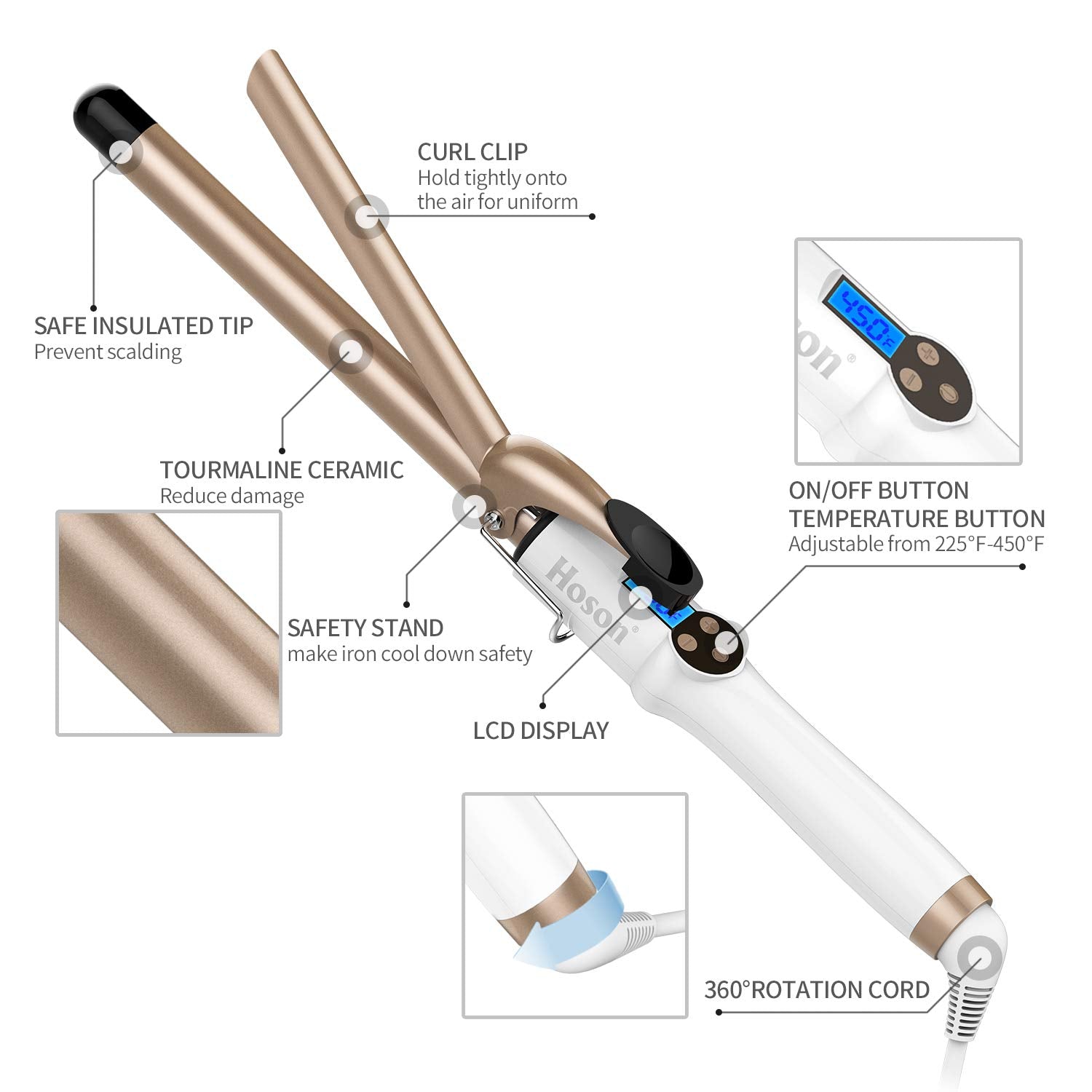 Hoson anti-scald tip and 78-inch swivel cord for safer use