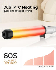 Hoson curling barrel with double ceramic coating and negative ions for smoother hair.