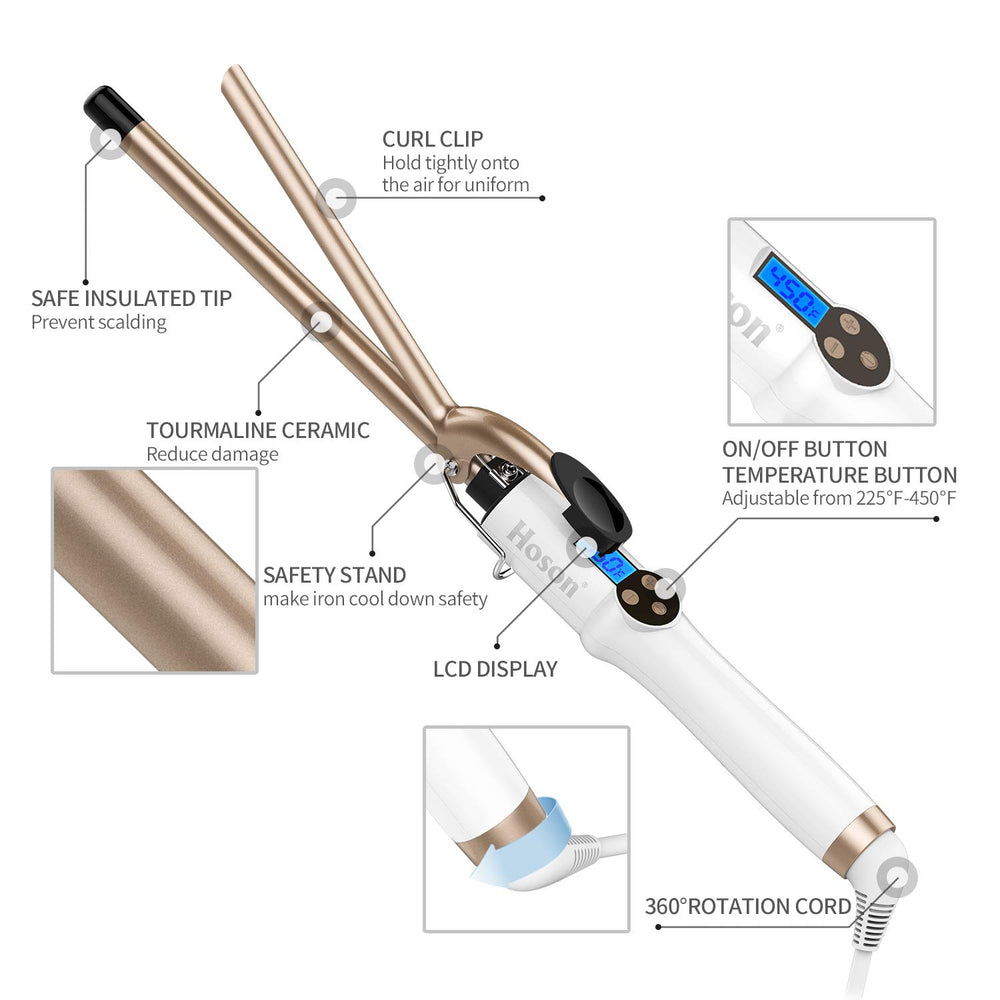 Hoson anti-scald tip enhances safe, comfortable curling.