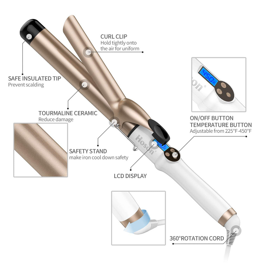 Hoson curling iron auto shut-off feature for safer evenings and peace of mind