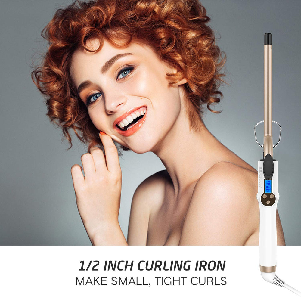 Hoson curling iron LCD display shows precise temperature control for tailored styling.