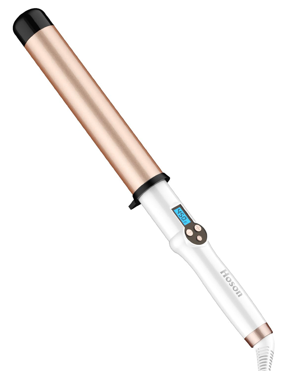 Hoson curling wand with extra-long barrel for quicker, fuller curls.