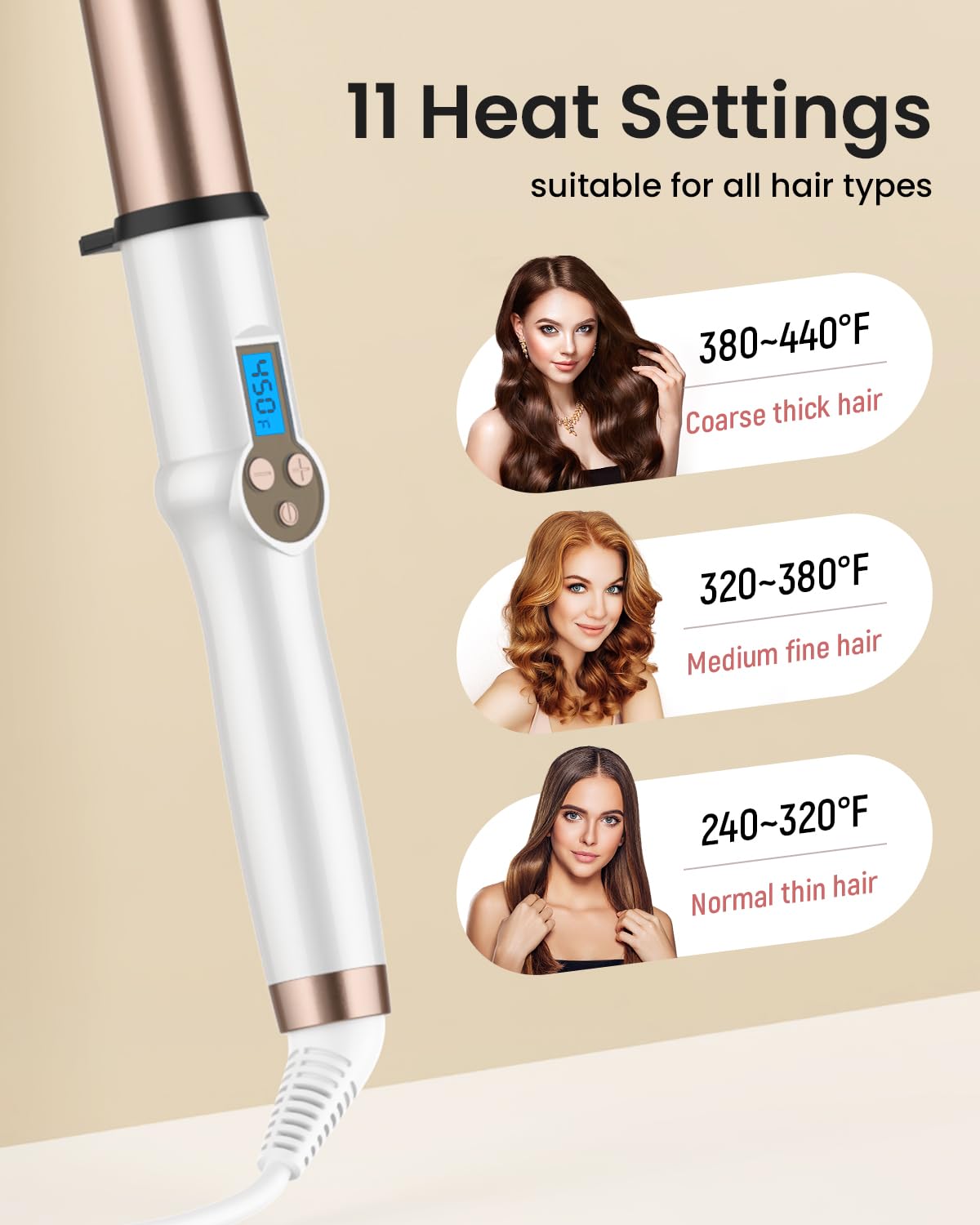 Hoson dual-voltage travel-friendly curling wand for worldwide use.