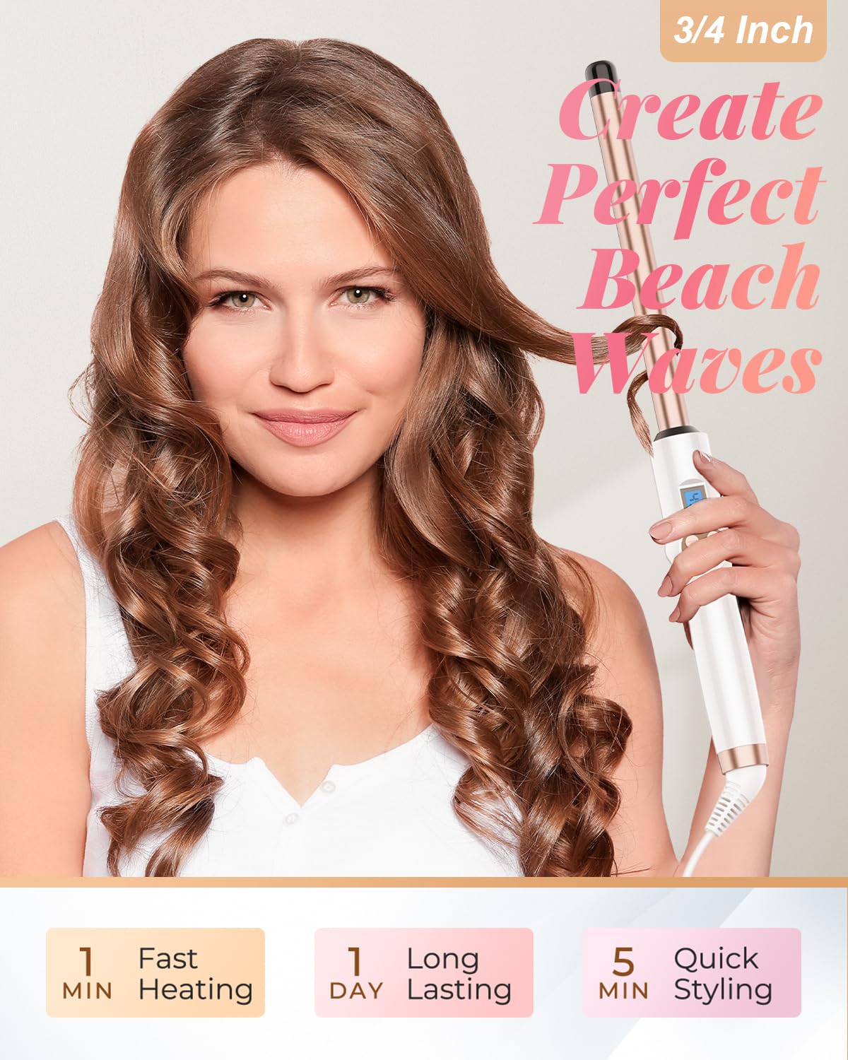Hoson dual-voltage curling iron travel-ready for worldwide styling.