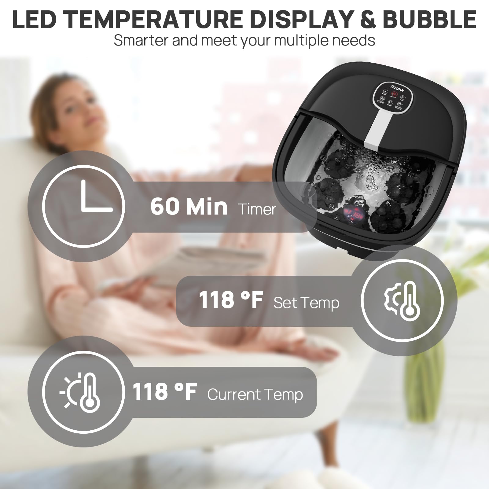 HOSPAN bubble foot bath delivers spa-like massage at home