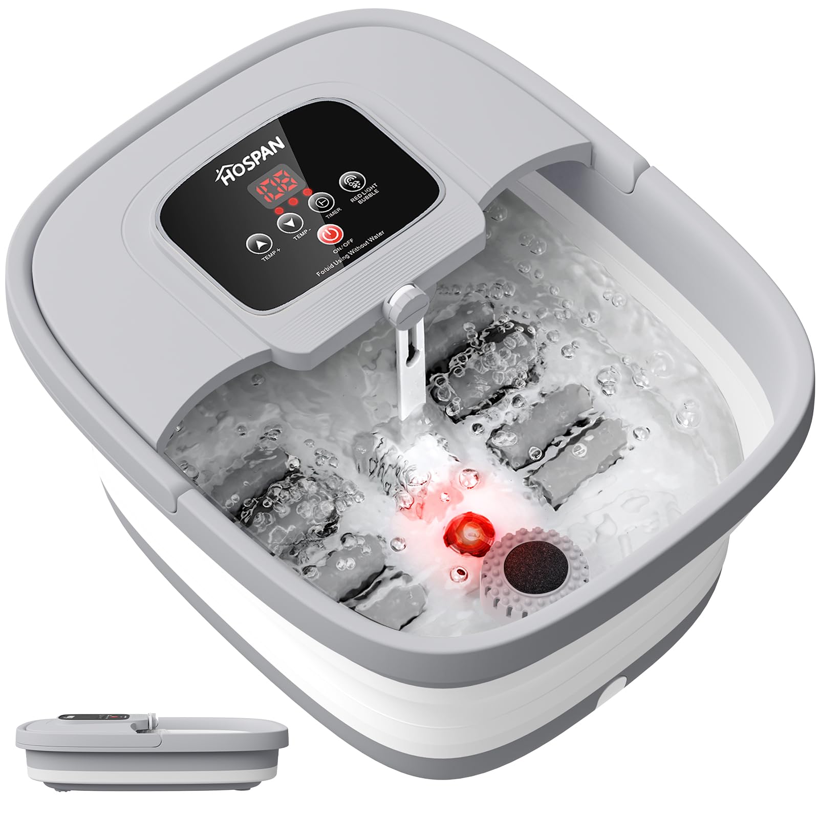HOSPAN collapsible foot spa with heat and bubbles delivers soothing relief and space-saving storage.