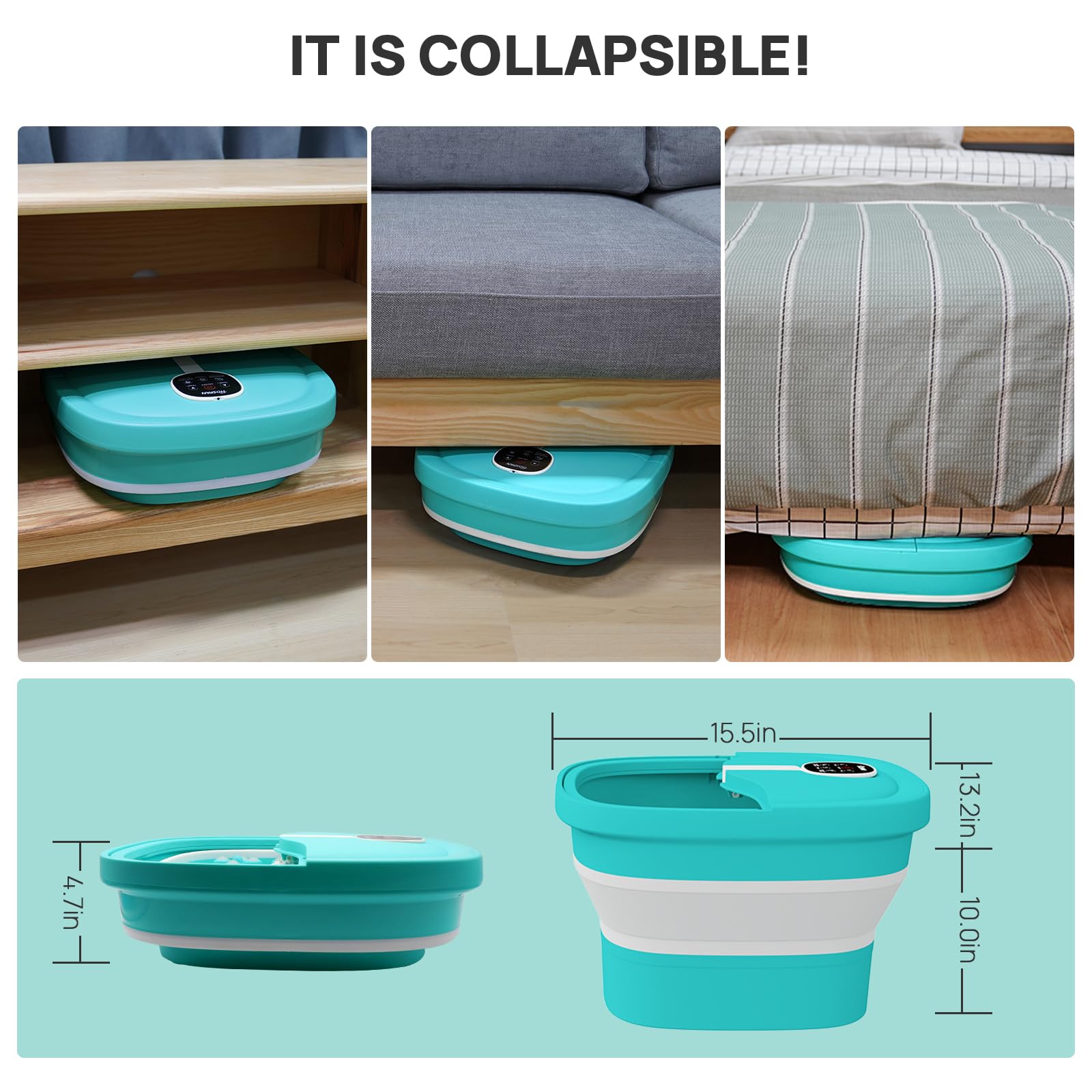 HOSPAN collapsible foot spa folds compactly for easy storage