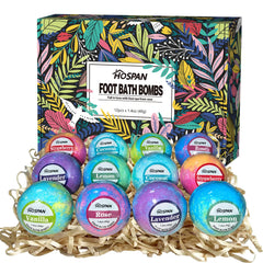 HOSPAN Organic Foot Bath Bombs Gift Set packaging, gift-ready and premium for mom or dad