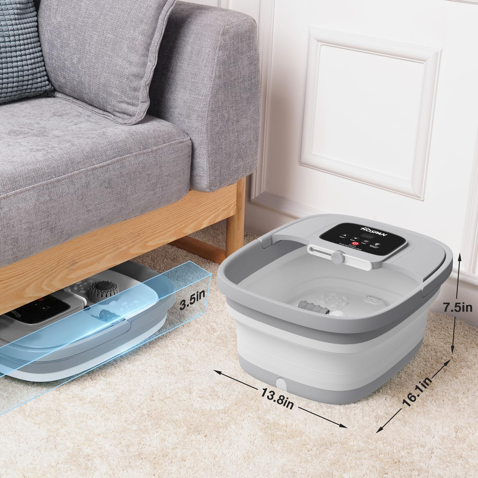 HOSPAN red light therapy feature enhances ambience while relaxing the feet.