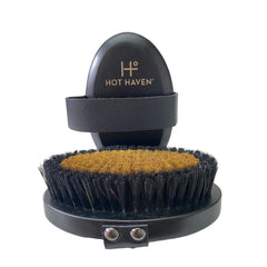 HOT HAVEN Ionic Copper Dry Brush close-up highlighting copper bristles for exfoliation benefits.