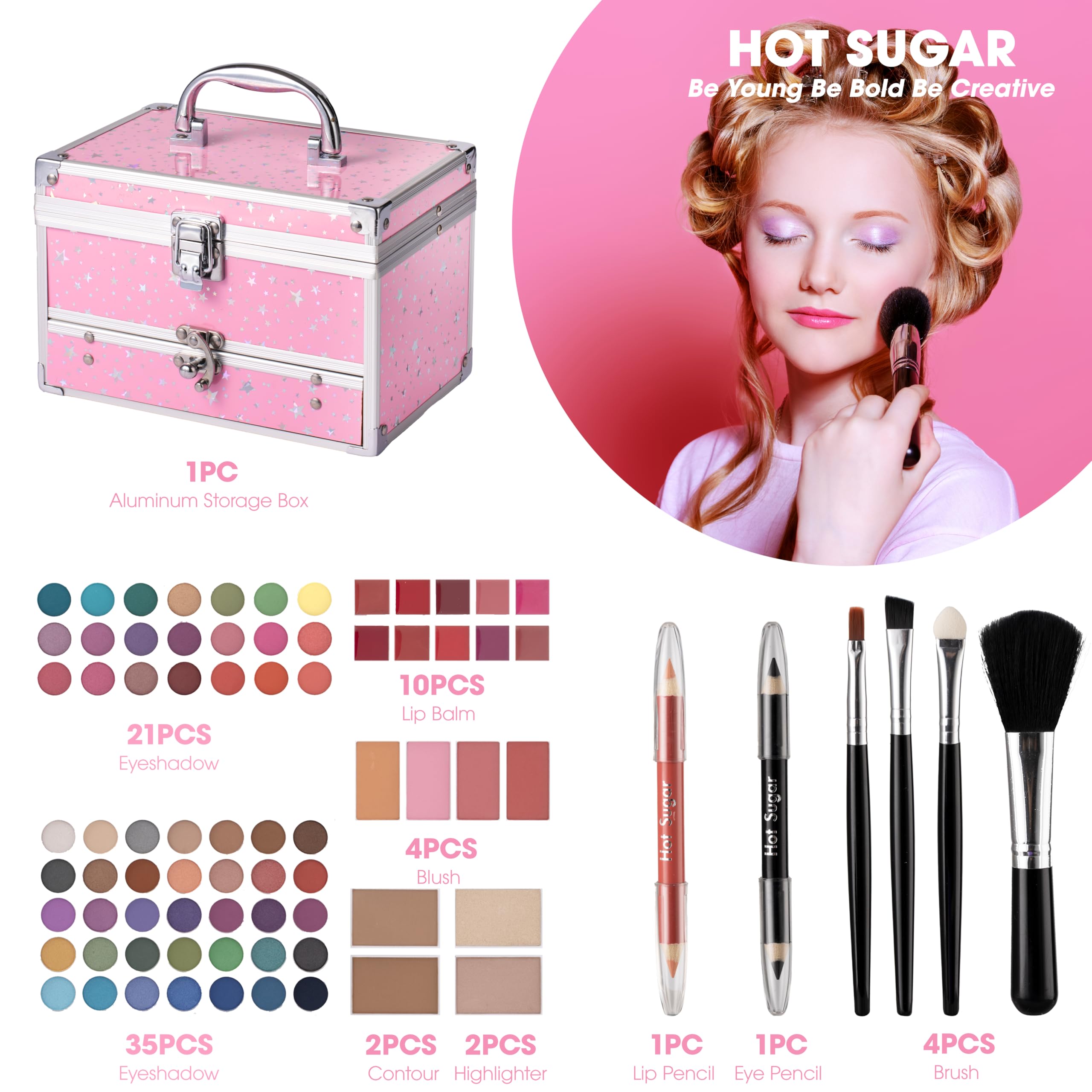 Hot Sugar eyeshadow palette 56pcs with rich pigments for playful day-to-night looks.