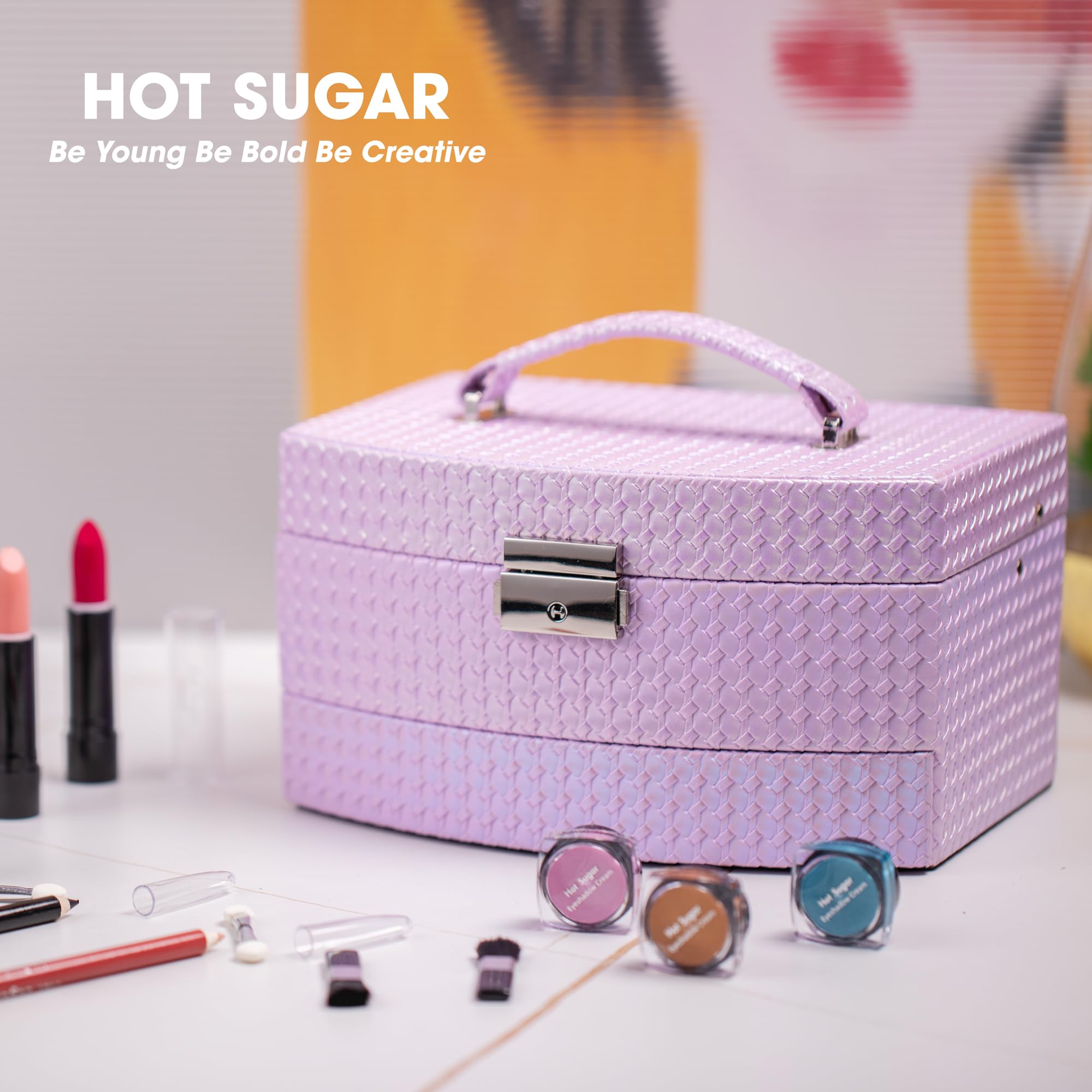 Hot Sugar kit maquillaje: estuche reutilizable para transporte y organización.
