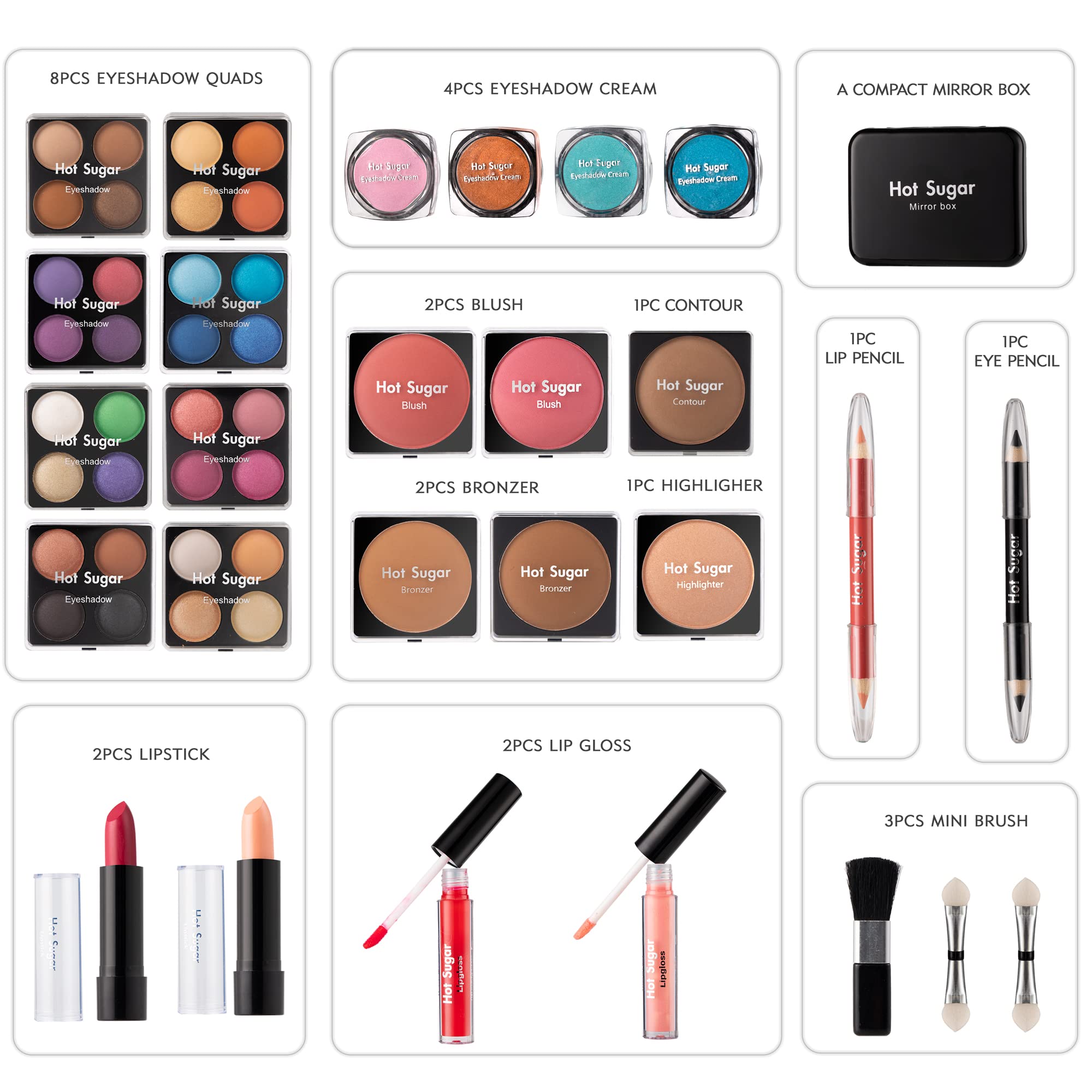 Hot Sugar lipstick and lip gloss set for vibrant color and smooth application.