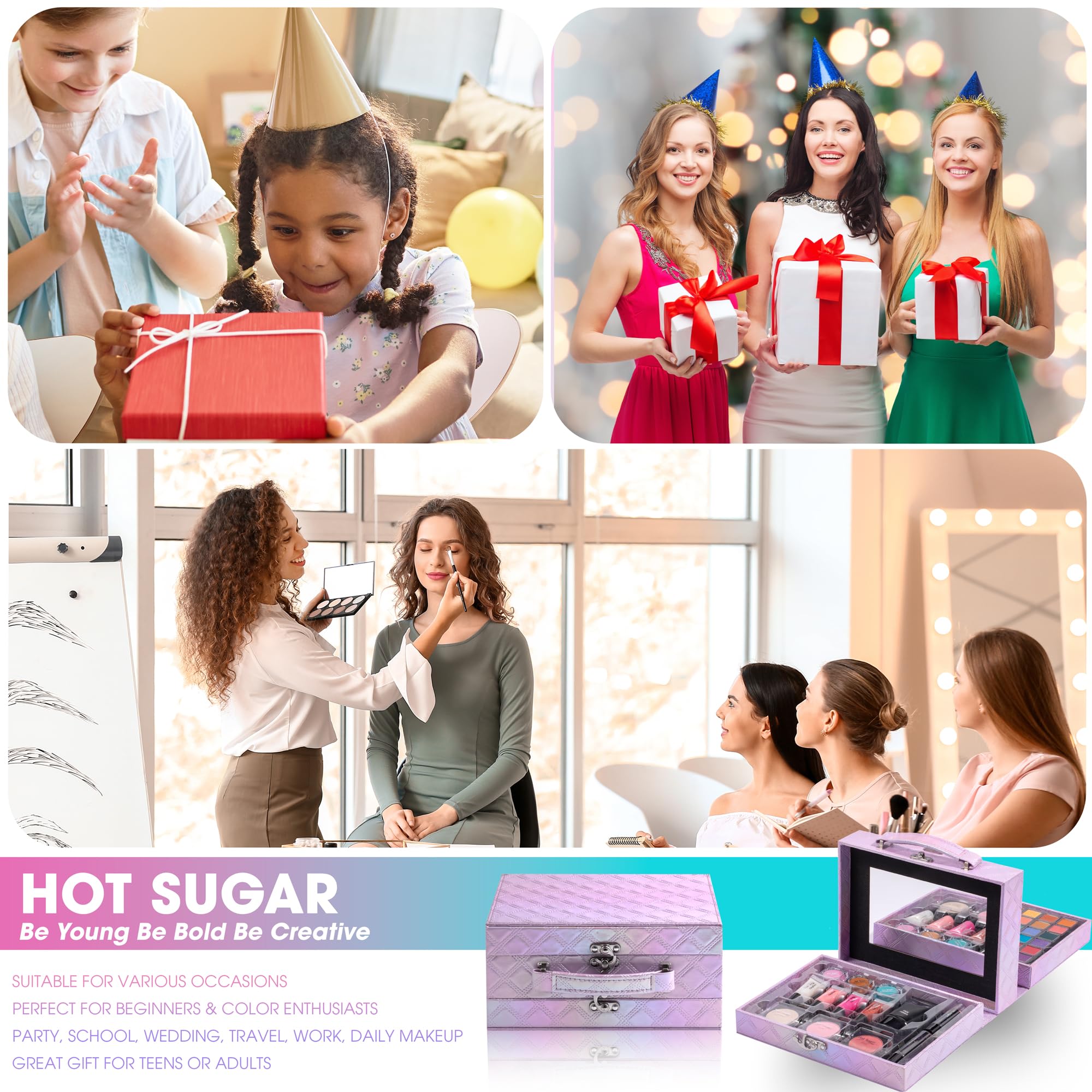 Hot Sugar beginner makeup set on display supports easy practice.
