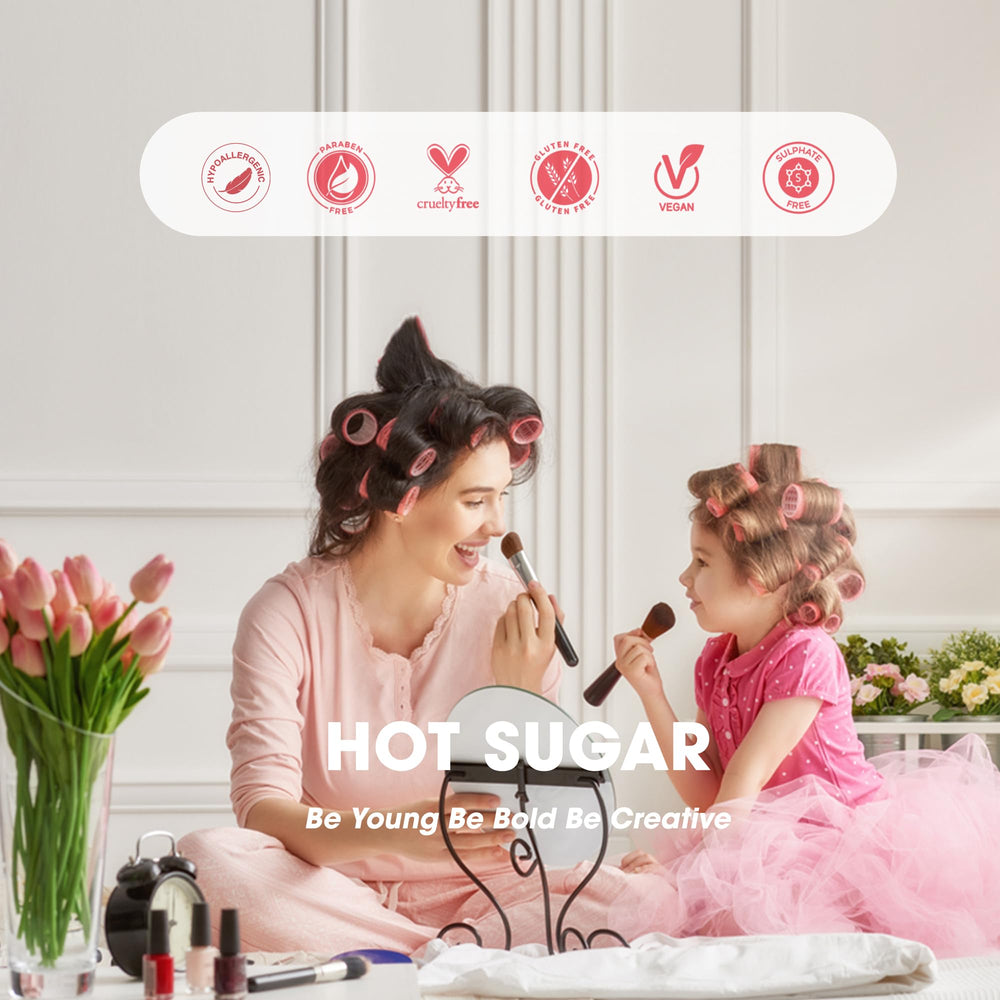 Hot Sugar starter kit display shows primer, blush, and highlighter versatility.