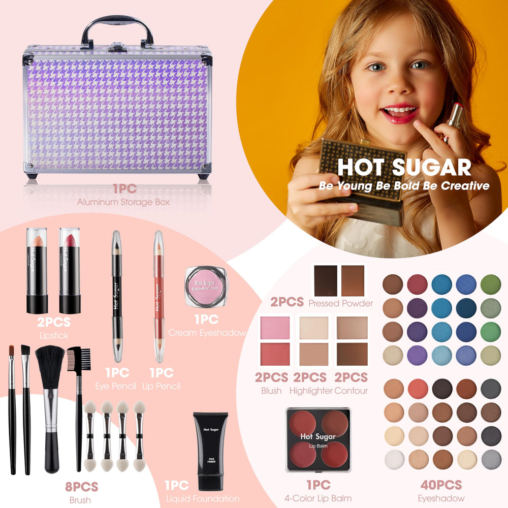 Hot Sugar makeup kit lip products and blush offering vibrant options for kid-friendly makeovers