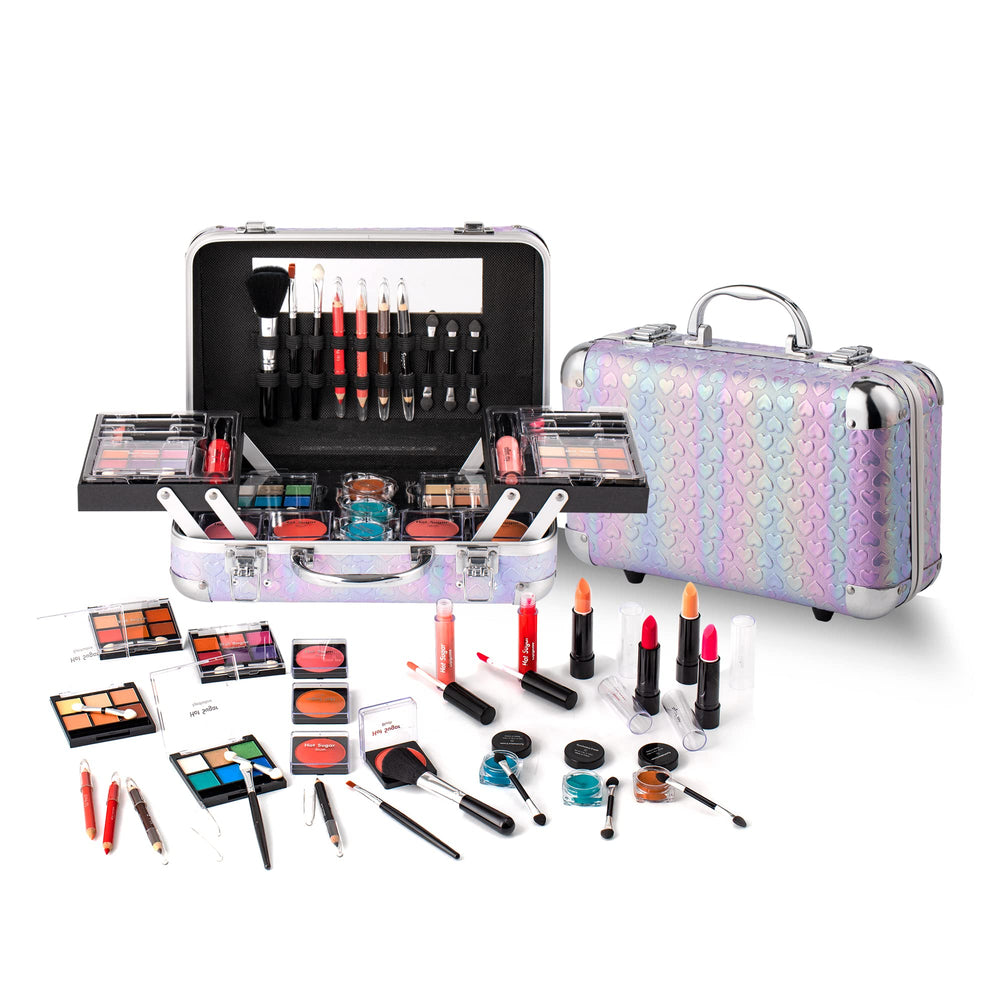 Hot Sugar purple heart pattern makeup bag decorative and portable