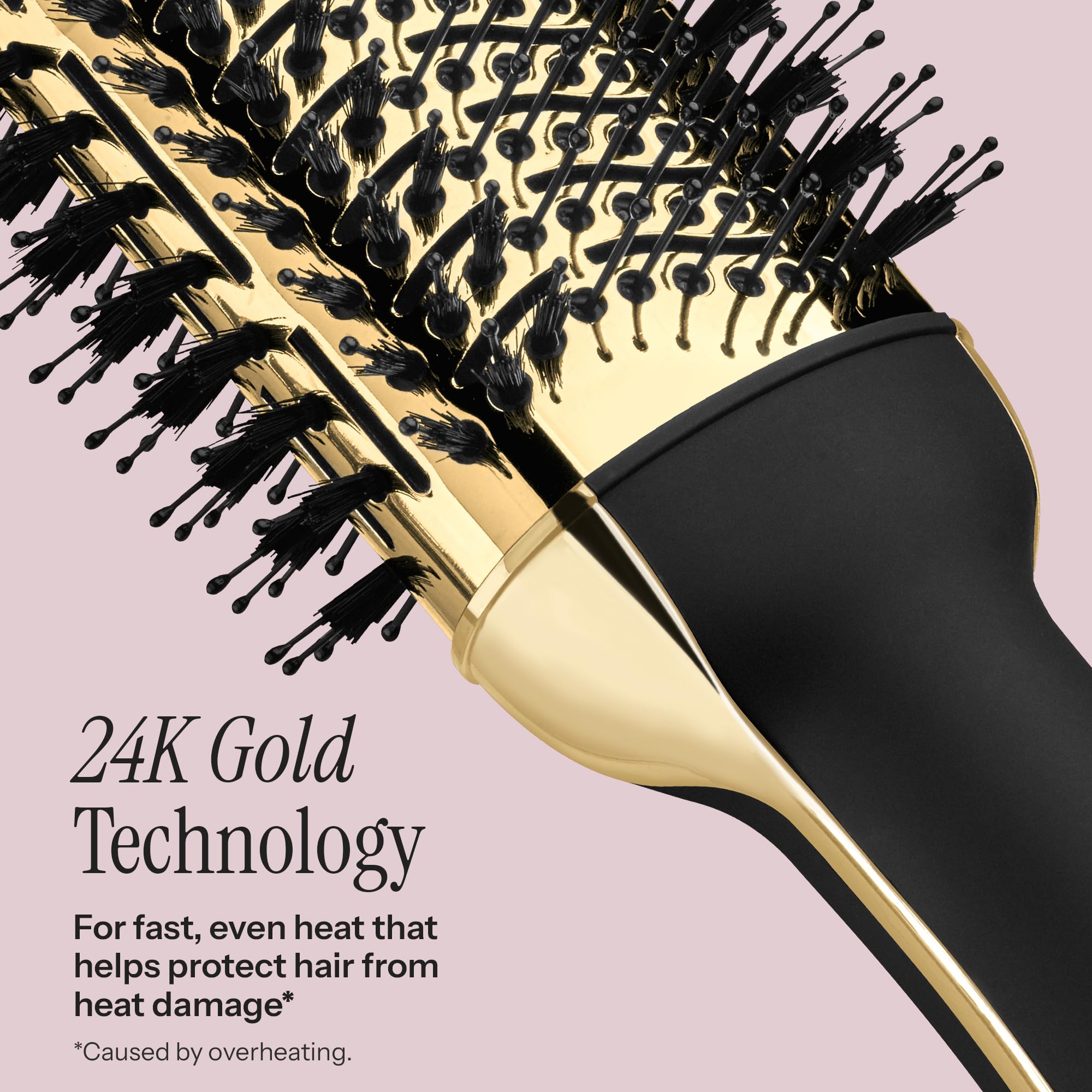 HOT TOOLS 24K Gold Charcoal One-Step Styler barrel closeup showing even heat distribution for smooth results.