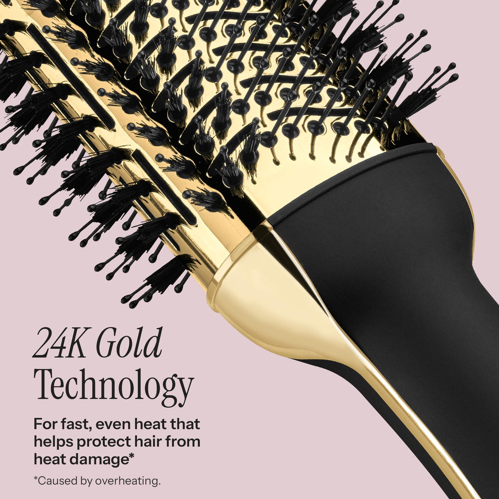 HOT TOOLS 24K Gold Charcoal One-Step Styler barrel closeup showing even heat distribution for smooth results.