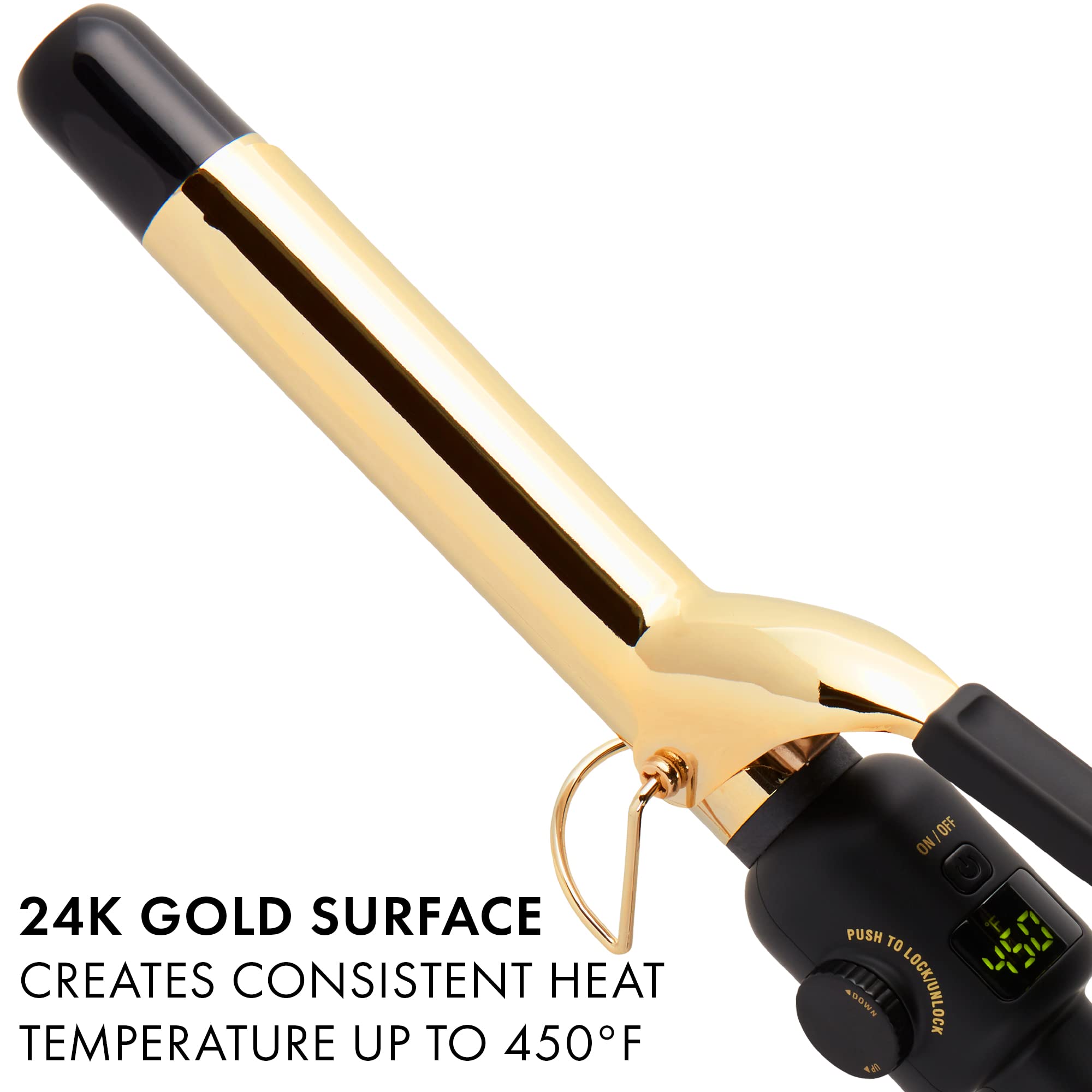 Hot Tools digital temperature display enables accurate settings up to 450°F for reliable styling.