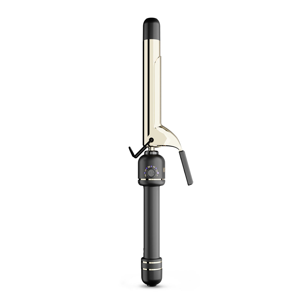 HOT TOOLS 24K Gold extended-barrel curling iron closeup reveals six-inch barrel for smooth, long curls.