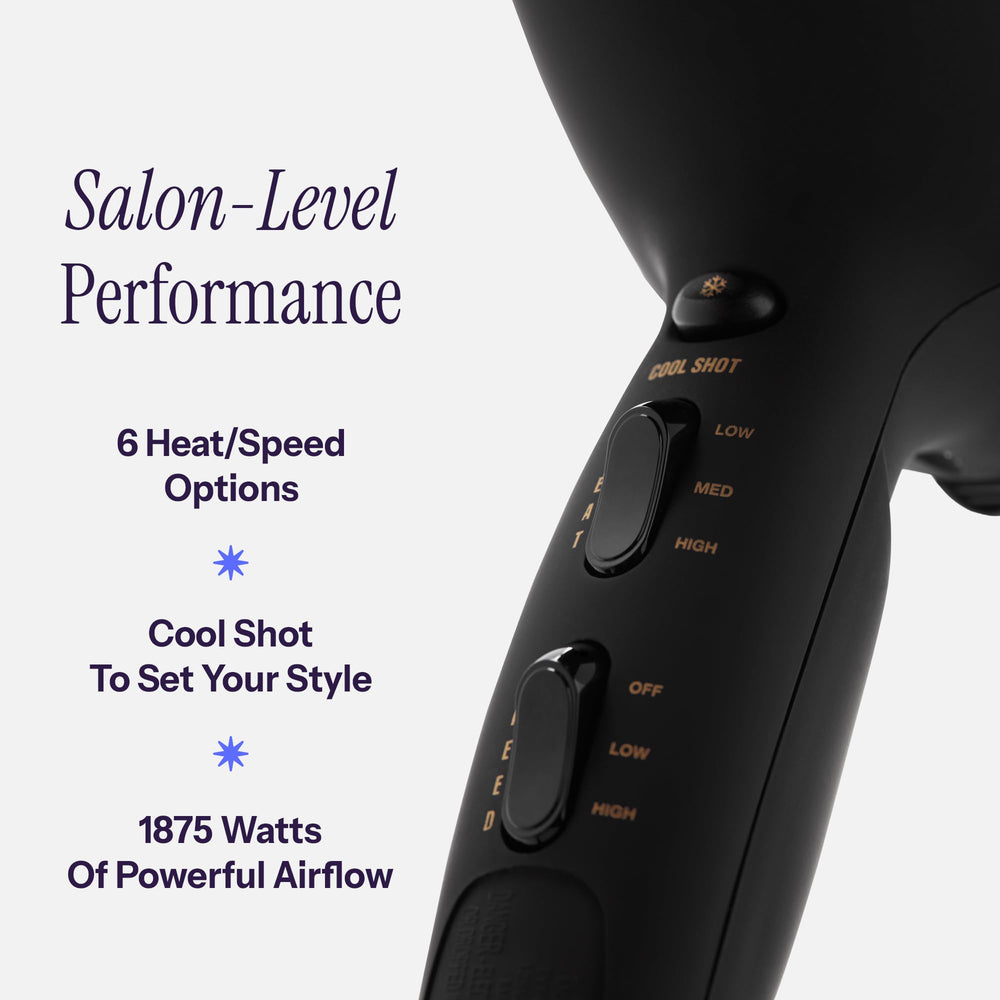 Hot Tools Pro Artist 2100 Ionic Turbo Dryer with attachments demonstrates versatile home styling capability.