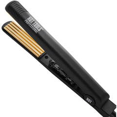 Hot Tools Pro Artist 24K Gold Crimping Iron showing gold plates for light textured crimps and volume.