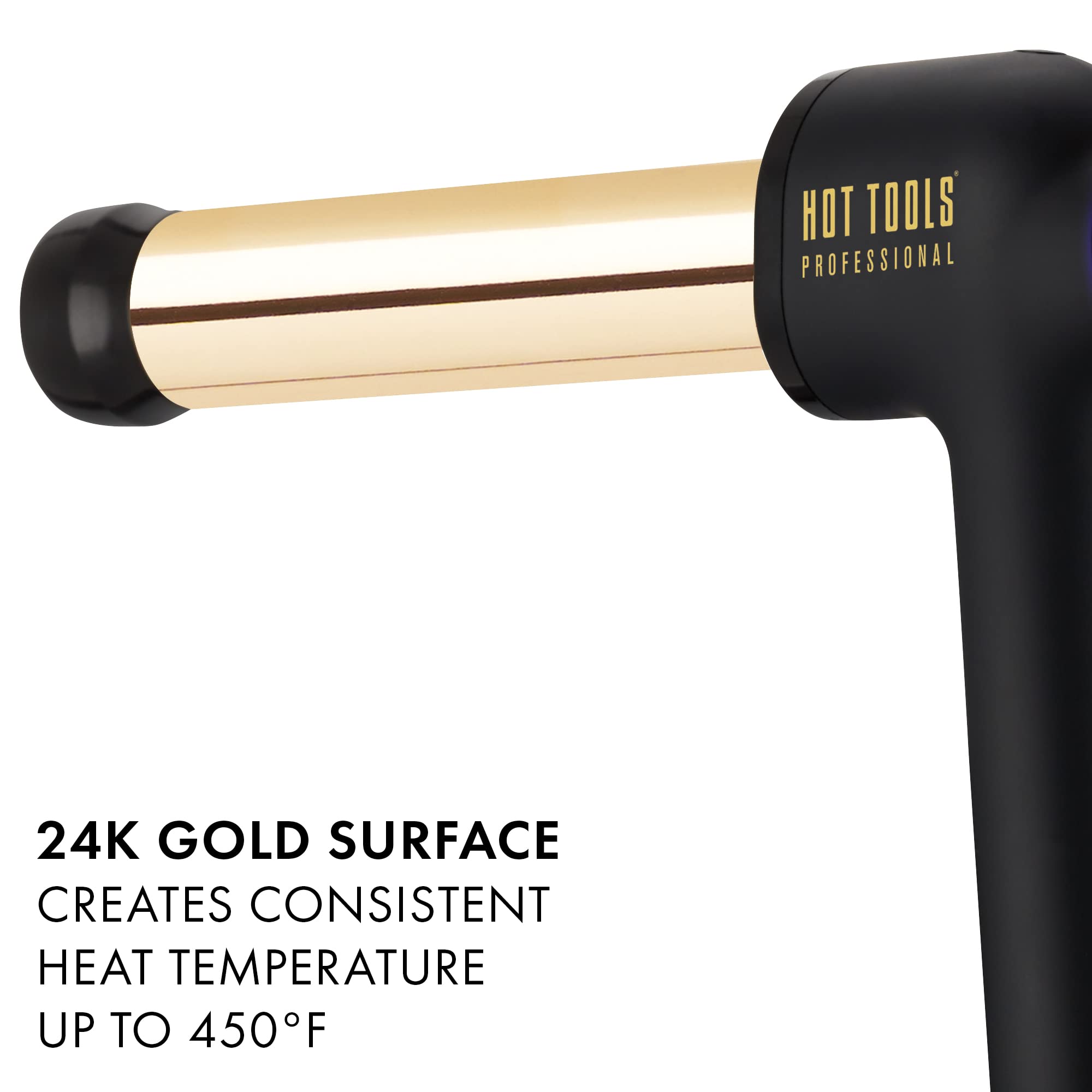 Hot Tools Pro Artist 24K Gold Curlbar glow heat indicator shows readiness